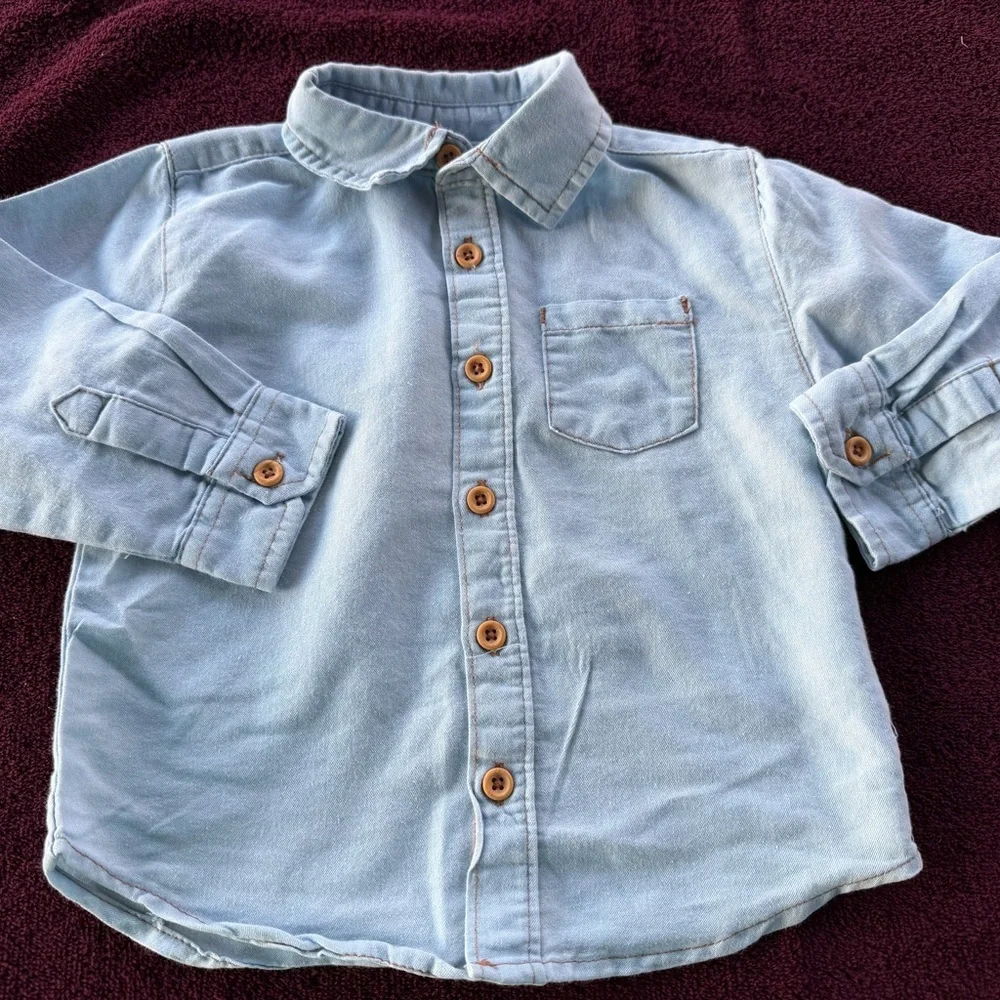 Lot/Bundle if 4 Boys Toddler Button Down Casual Dressy Long Sleeve Shirt 18M